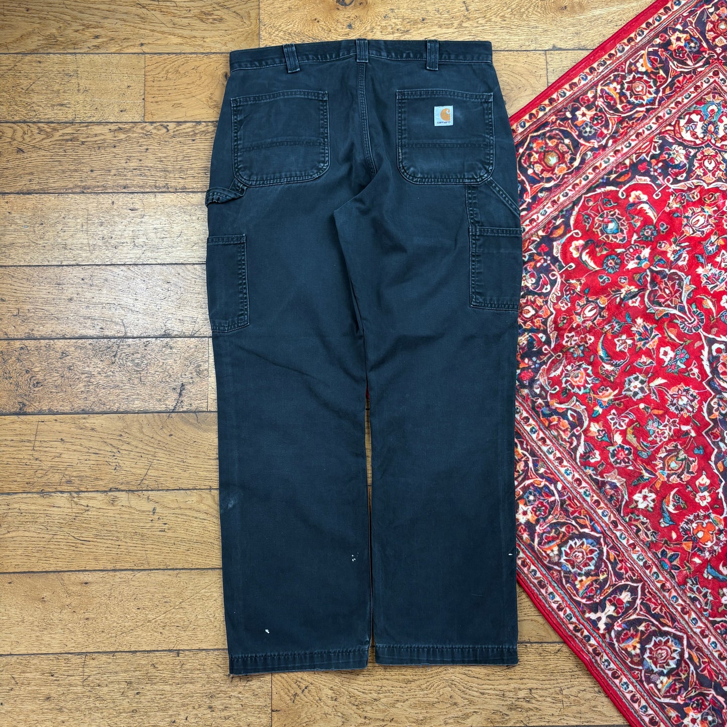 Vintage Carhartt Black Workwear Carpenter Baggy Trousers - 36