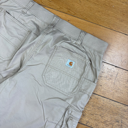 Vintage Carhartt Workwear Womens Cream Baggy Carpenter Shorts - Size 14
