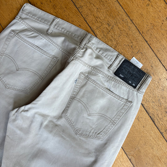 Vintage Levis 559 Relaxed Straight Light Grey Chino Denim Jeans - 40