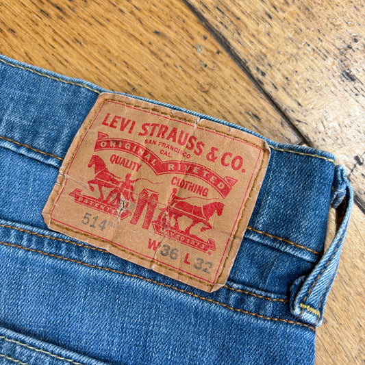 Vintage Levis 514 Straight Blue Denim Jeans - 38