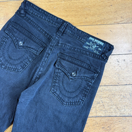 Vintage True Religion Black Baggy Embroidered Y2K Shorts Jorts - 34