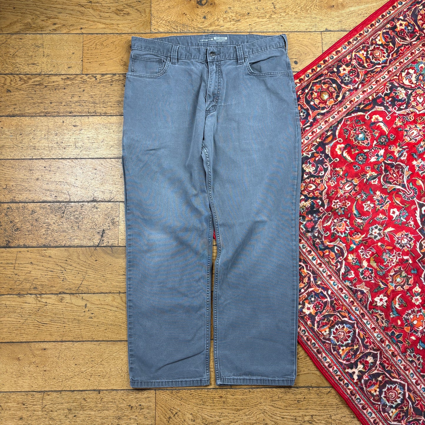 Vintage Carhartt Grey Workwear Carpenter Baggy Trousers - 36
