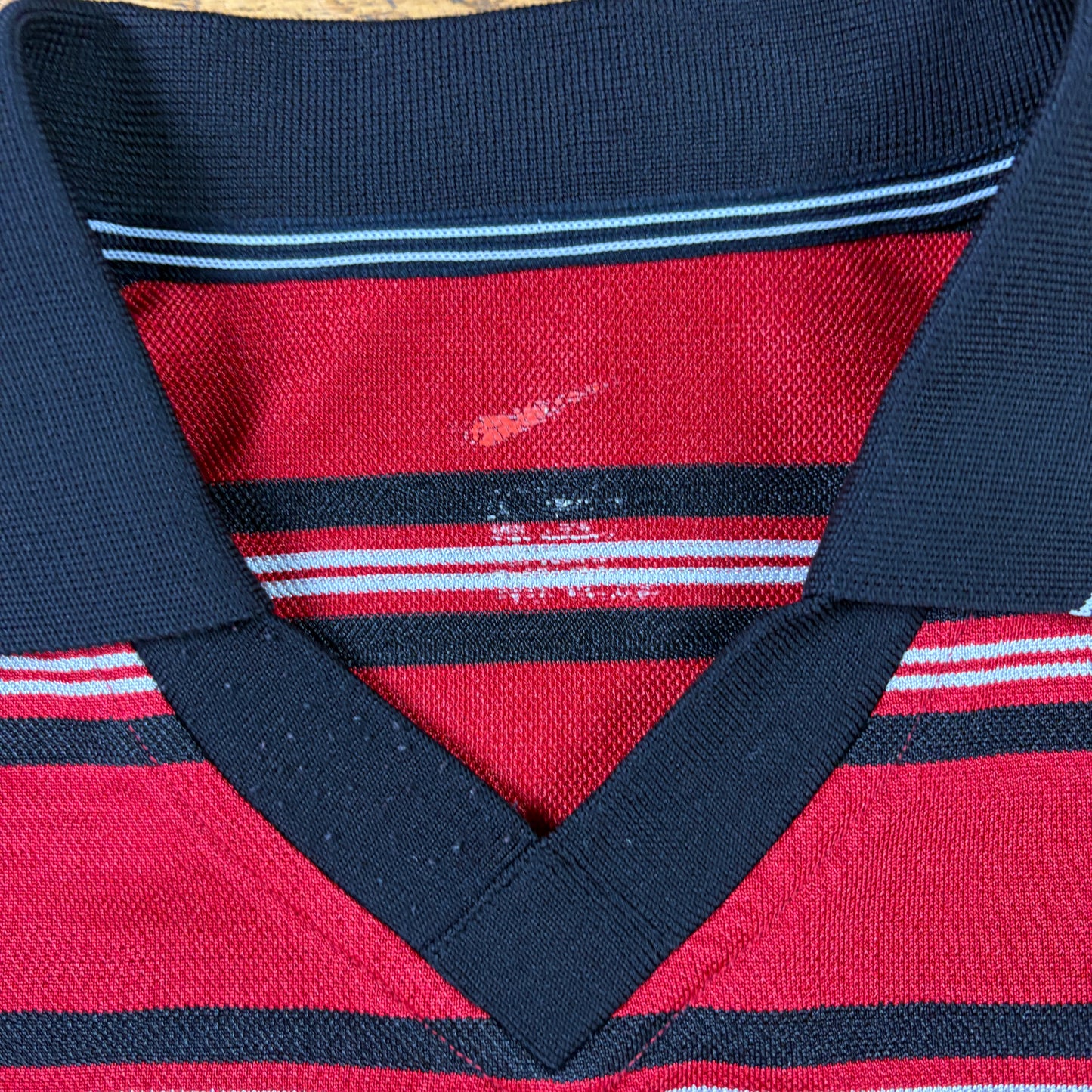 Vintage Nike Red Stripe Polo Shirt - M