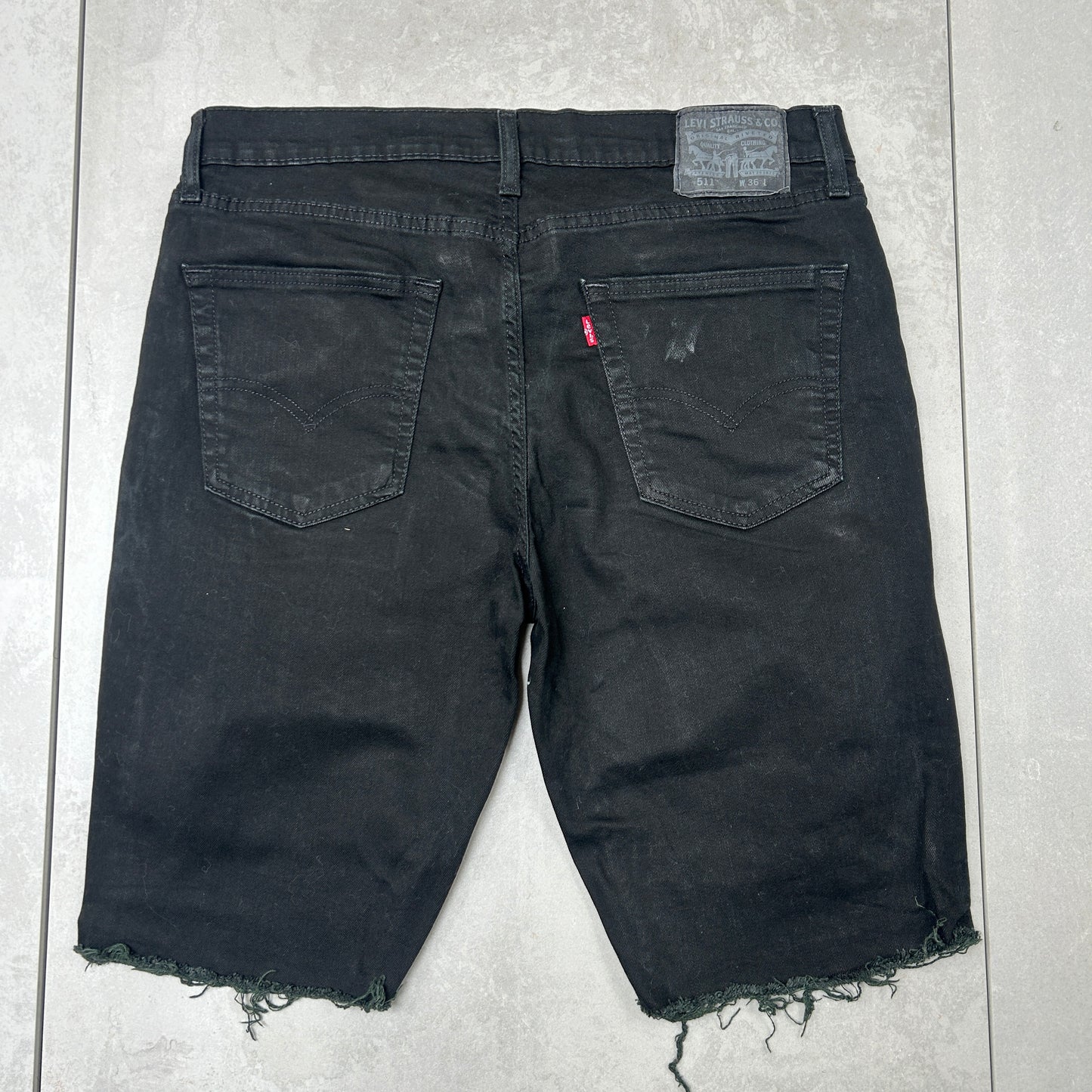 Vintage Levis 511 Slim Black Denim Shorts - 36