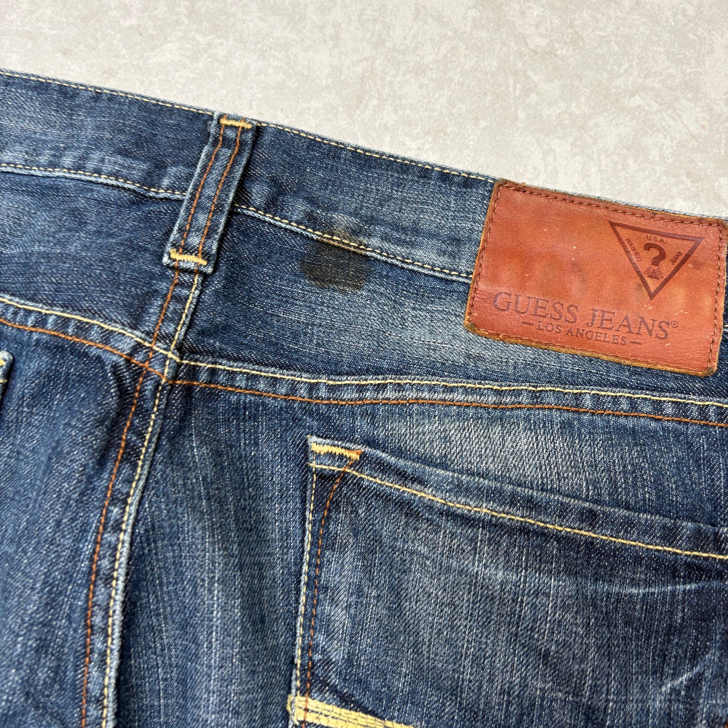 Vintage Guess Embroidered Hip Hop Bootcut Blue Jeans - 33