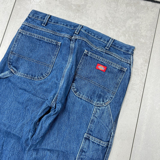 Vintage Dickies Workwear Carpenter Baggy Blue Jeans - 36