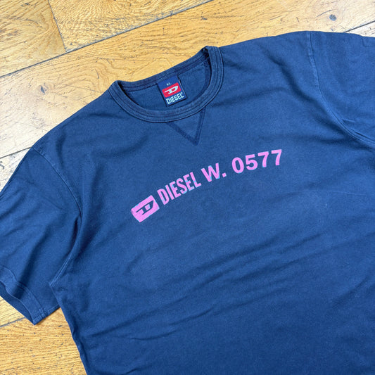 Vintage Diesel Navy Spellout T-Shirt - M