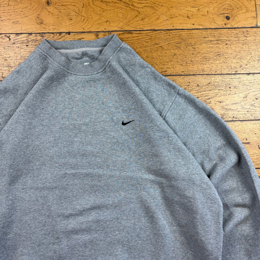 Vintage Nike Grey Swoosh Embroidered Sweatshirt - XL