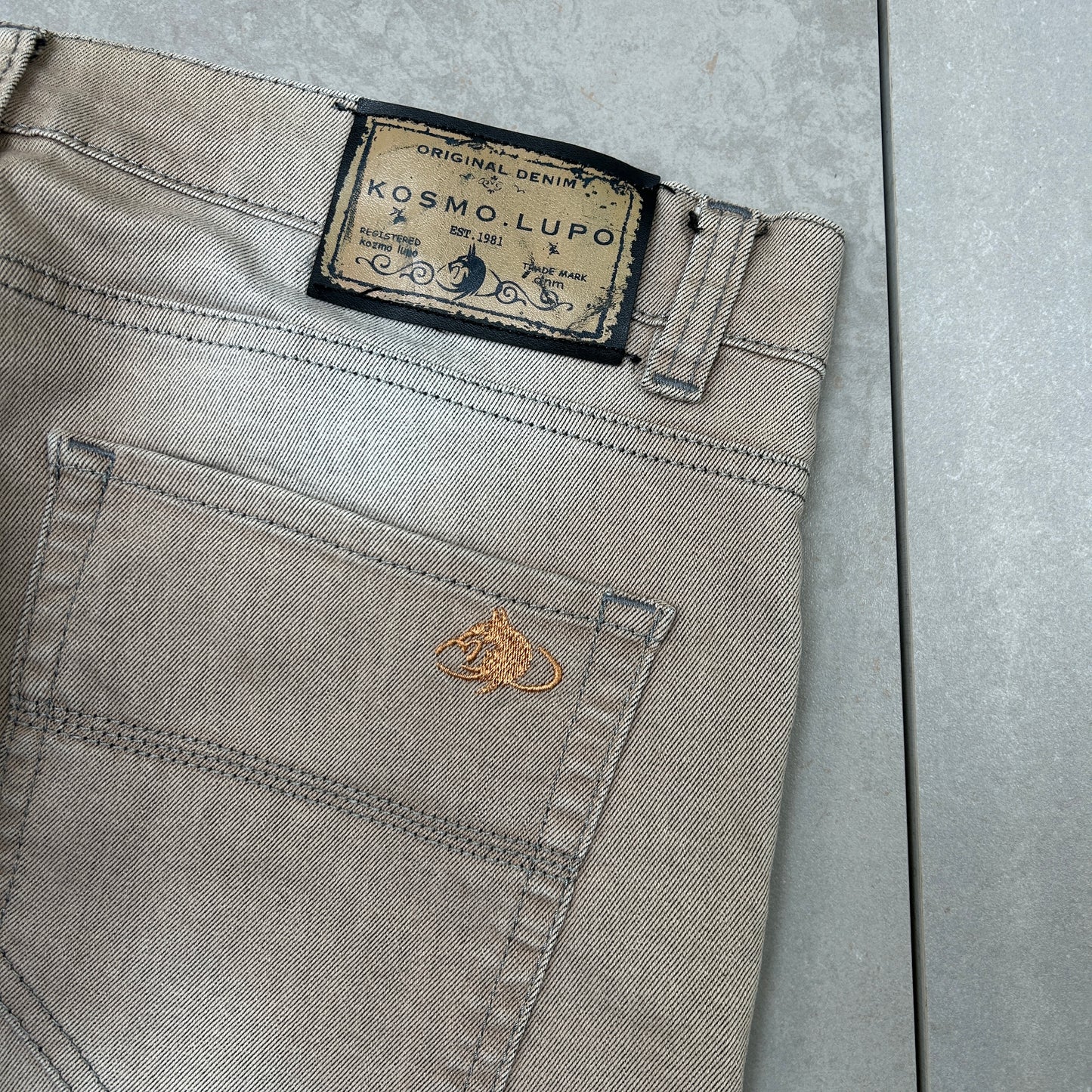 Vintage Kosmo Lupo Embroidered Hip Hop Baggy Brown Jeans - 36