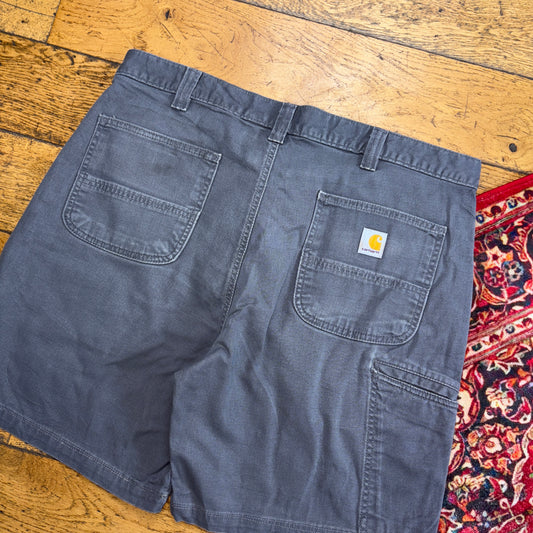 Vintage Carhartt Workwear Grey Baggy Carpenter Shorts - 38