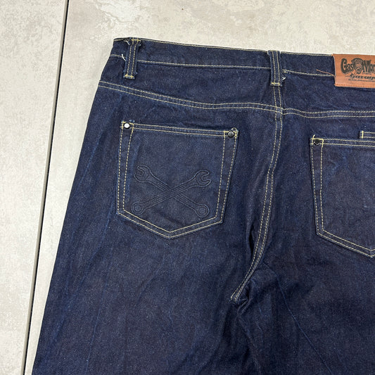 Vintage Embroidered Hip Hop Blue Jeans - 38