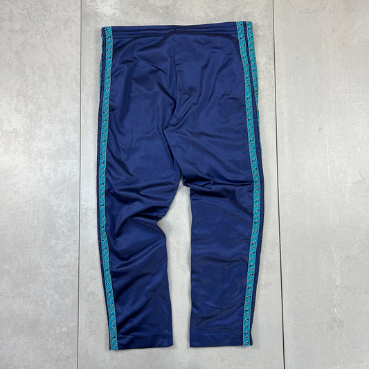 Vintage 90s ASICs Navy Baggy Tracksuit Track Pants Bottoms - 36