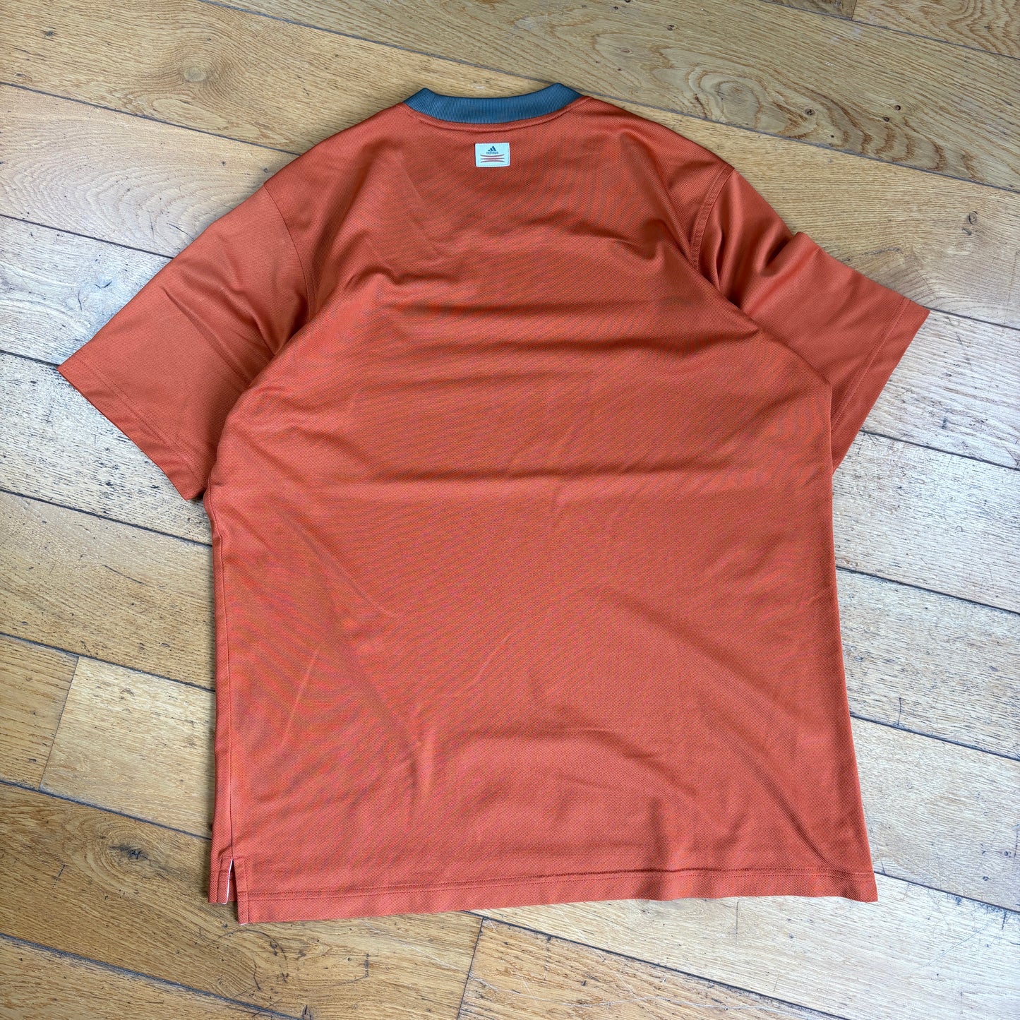 Vintage Adidas Embroidered Orange Stripe T-Shirt - L