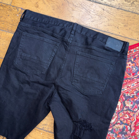 Vintage Black Distressed Skinny Shorts Jorts - 36