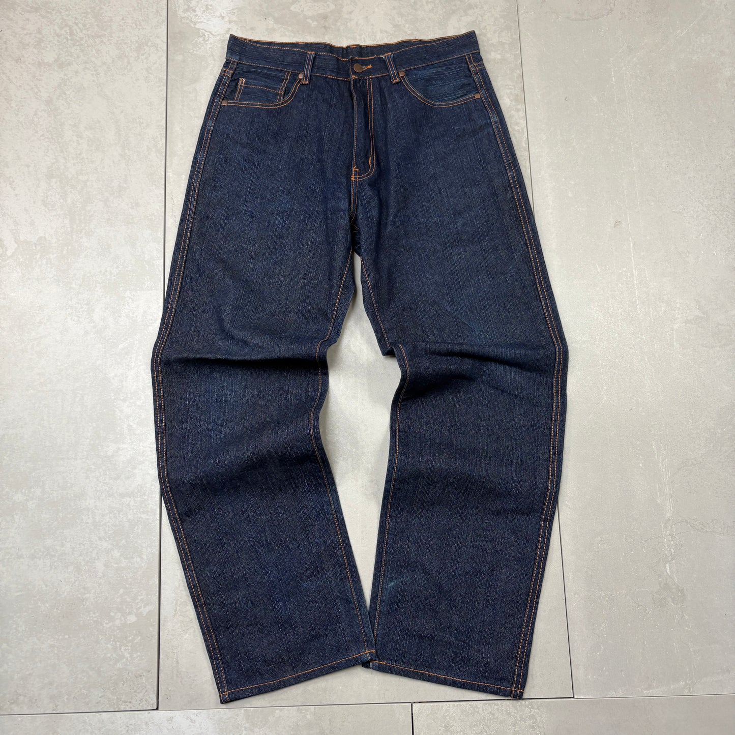 Vintage Bape Bathing Ape Embroidered Blue Baggy Jeans - 33