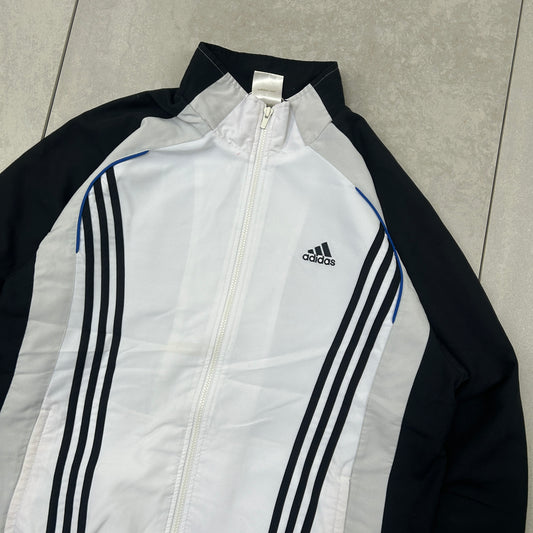 Vintage Adidas White Black Tracksuit Track Shell Windbreaker Jacket - L
