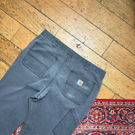 Vintage Carhartt Workwear Carpenter Grey Baggy Trousers - 36R