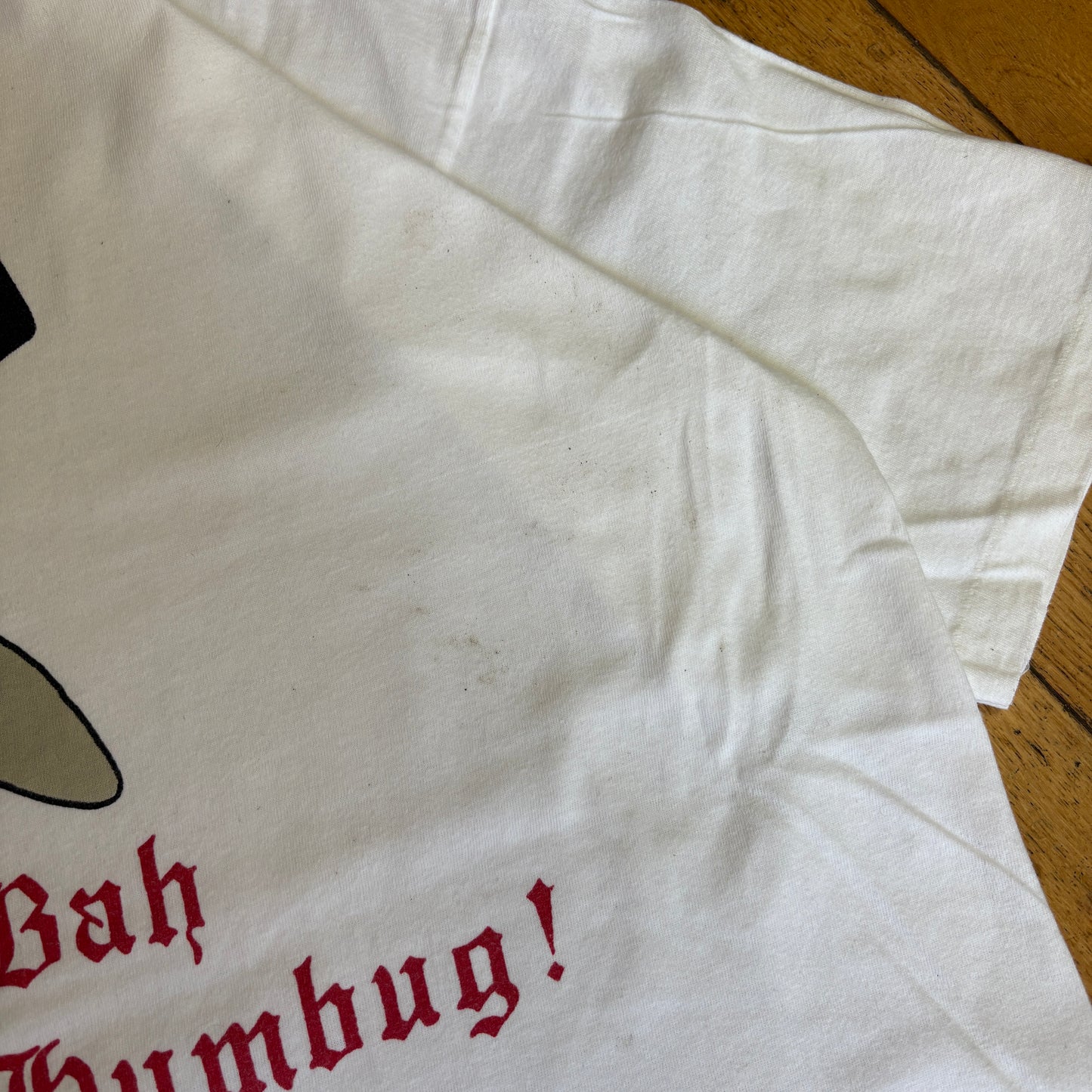 Vintage 90s Bah Humbug Christmas White Single Stitch Graphic T-Shirt - M
