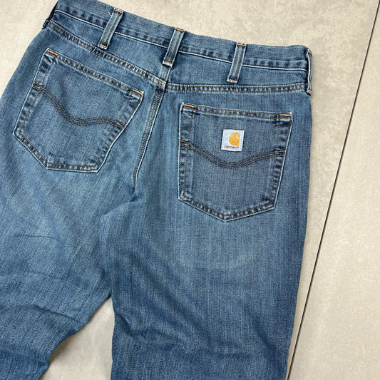 Vintage Carhartt Navy Workwear Carpenter Baggy Blue Jeans - 32