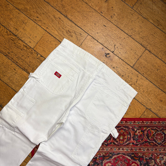 Vintage Dickies Workwear Carpenter White Baggy Trousers - 38R