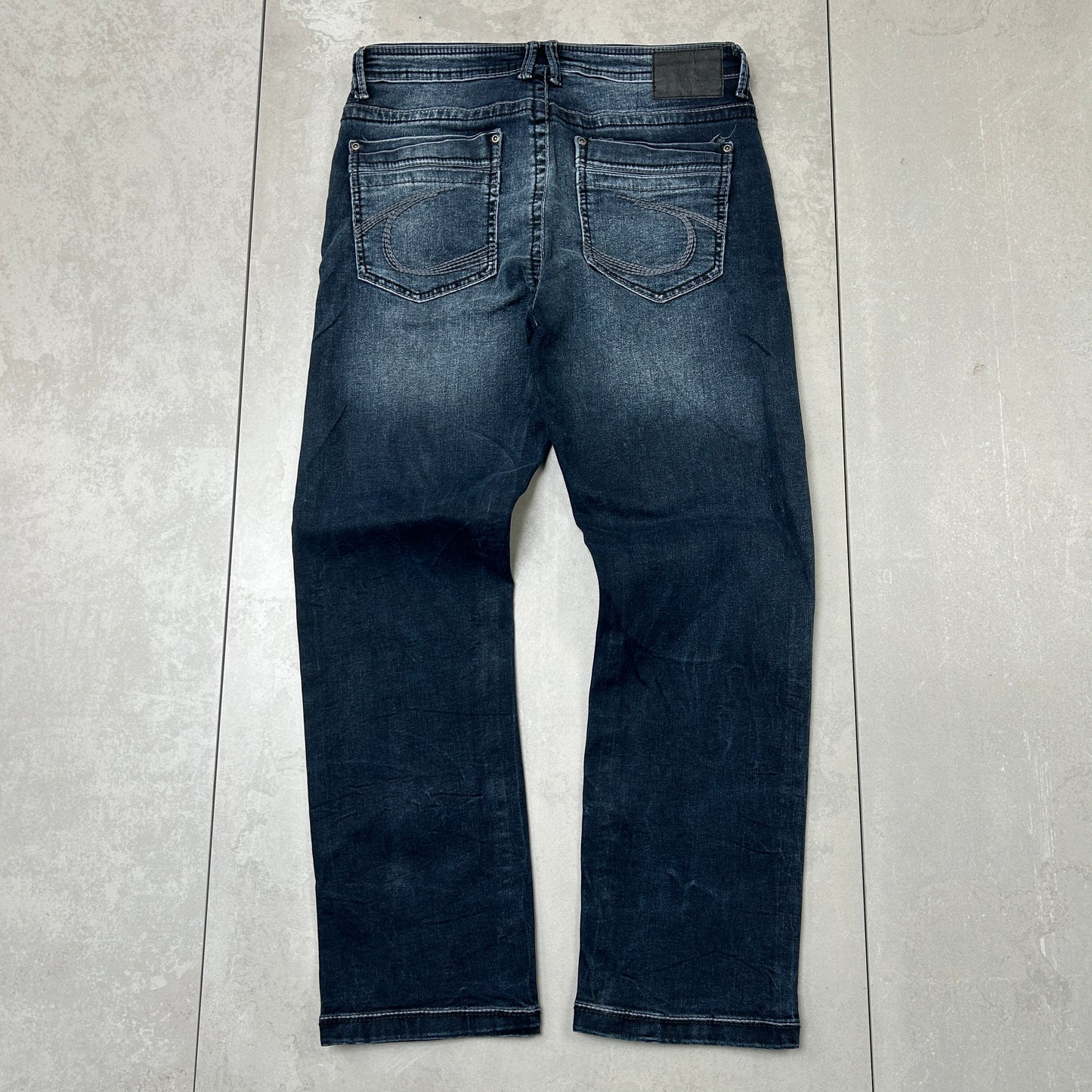 Vintage Embroidered Hip Hop Baggy Blue Jeans - 33