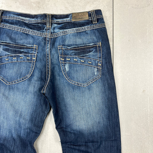 Vintage Embroidered Hip Hop Baggy Jeans - 36