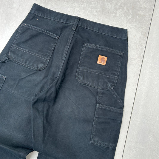 Vintage Carhartt Black Workwear Carpenter Baggy Trousers - 30