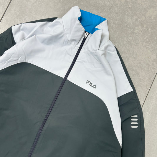 Vintage Fila Grey Tracksuit Track Shell Windbreaker Jacket - M