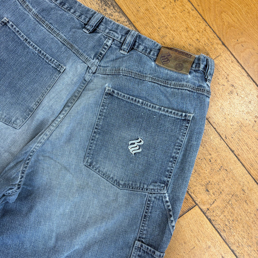 Vintage Rocawear Embroidered Hip Hop Blue Baggy Shorts Jorts - 38