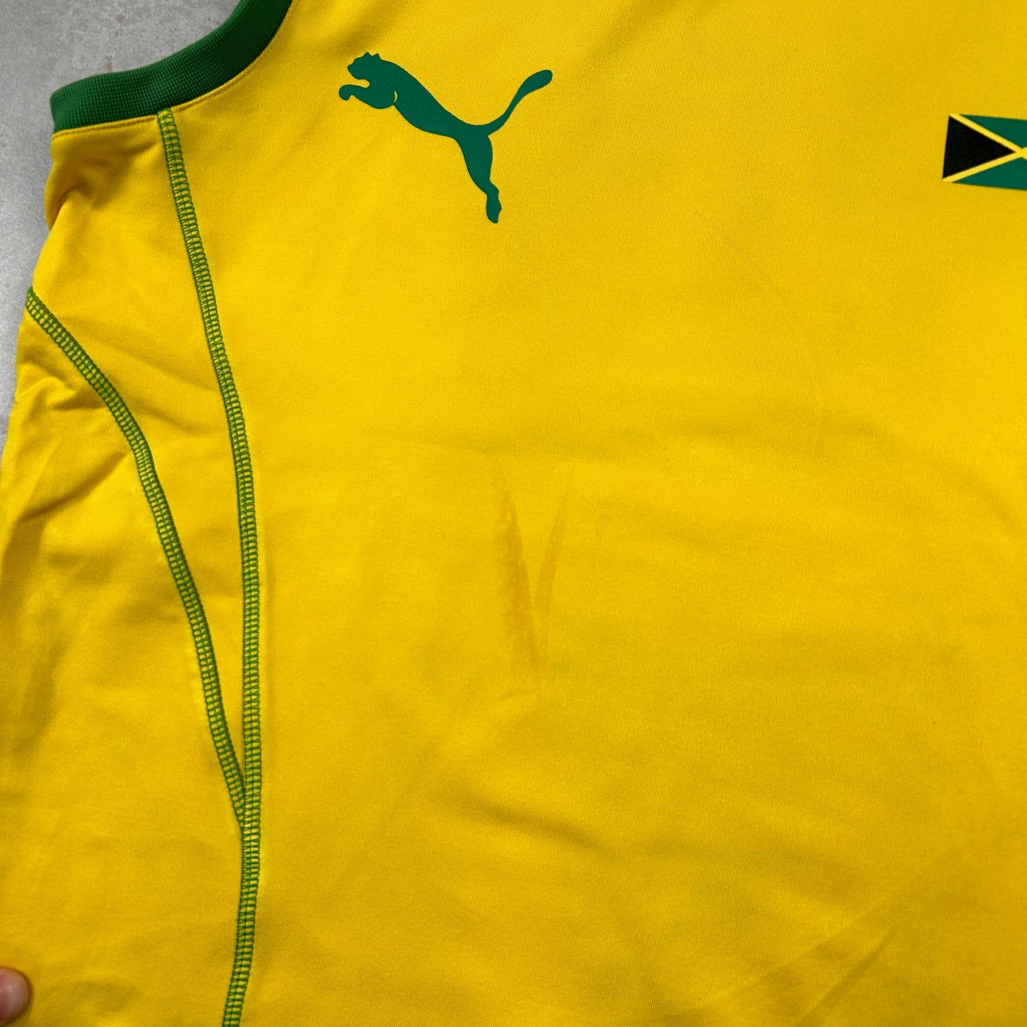 Vintage Jamaica Puma Yellow Vest Graphic T-Shirt - M