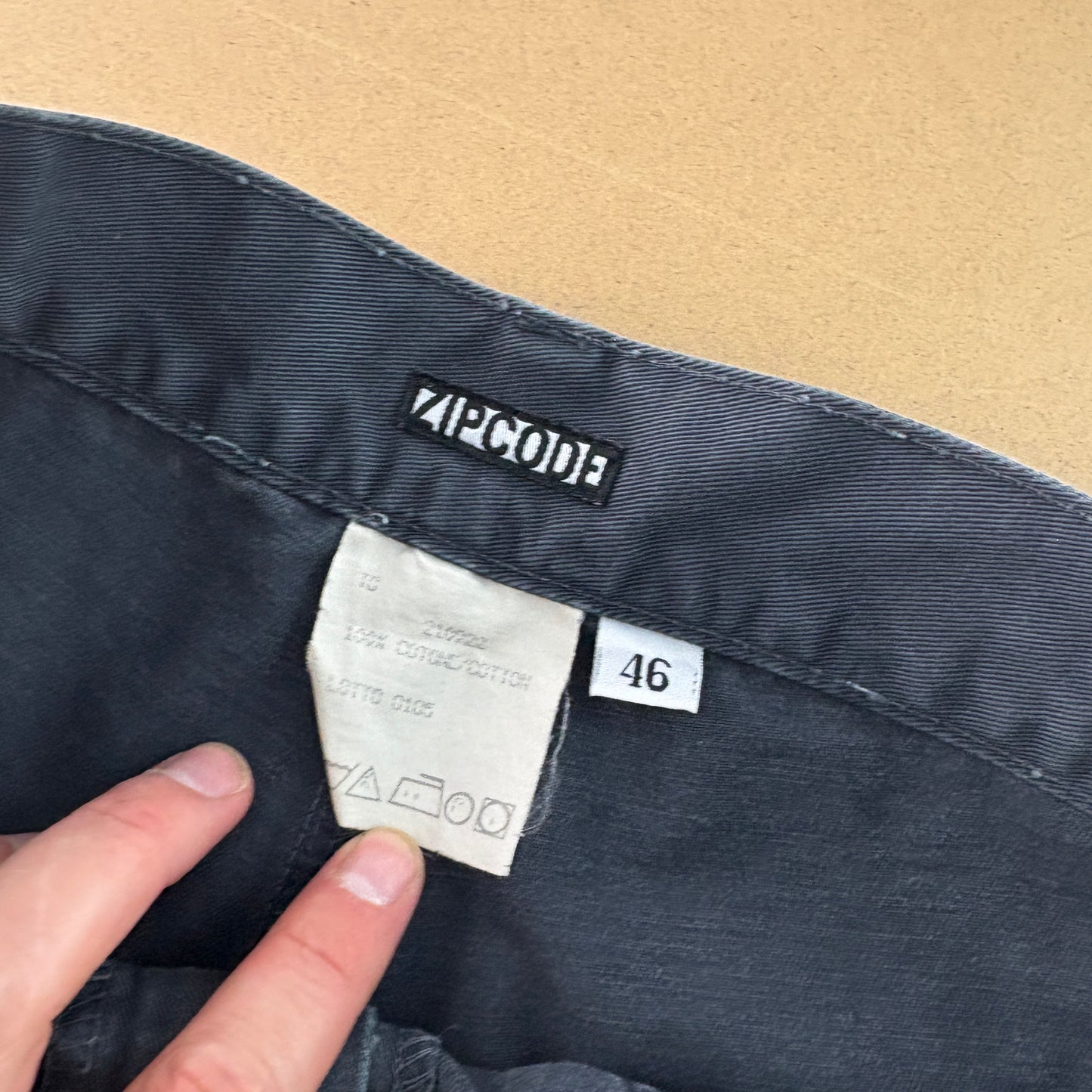 Vintage Navy Grey Cargo Fatigue Y2K Straight Jeans - 32L