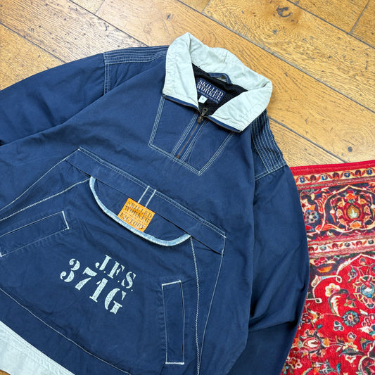 Vintage Navy Windbreaker Workwear Parka Jacket - L