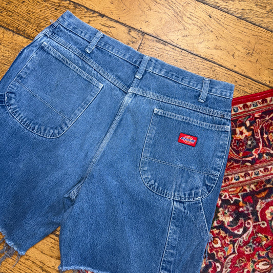 Vintage Dickies Workwear Carpenter Blue Baggy JortsShorts - 34