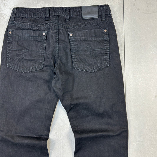 Vintage Embroidered Hip Hop Bootcut Black Jeans - 34