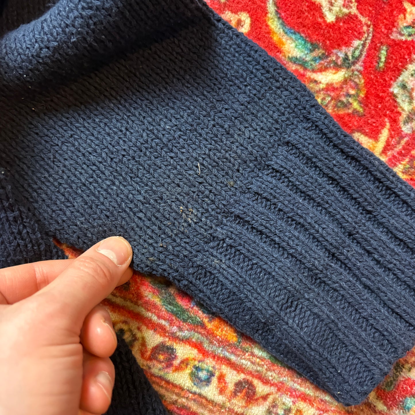 Vintage Ralph Lauren Navy Chunky Knit Jumper - L