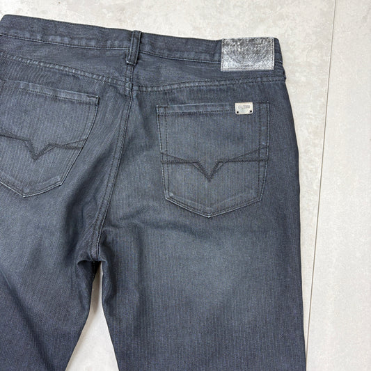 Vintage Guess Embroidered Hip Hop Black Straight Jeans - 34