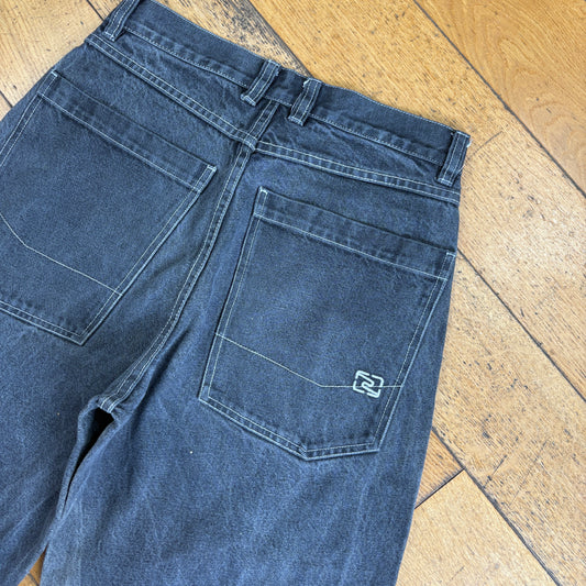 Vintage JayJays Embroidered Hip Hop Black Baggy Shorts Jorts - 30