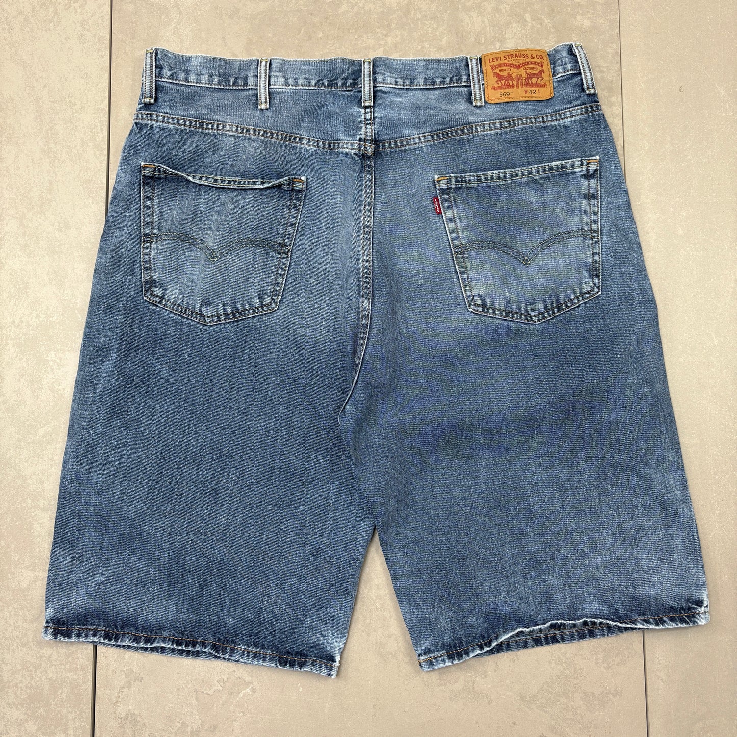 Vintage Levis 569 Blue Baggy Denim Shorts - 42
