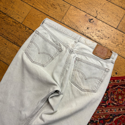 Vintage Levis 501 Straight White Light Blue Denim Jeans - 36R