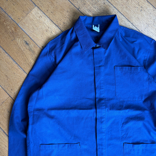 Vintage French Chore Workwear Jacket Blue Overcoat - XL