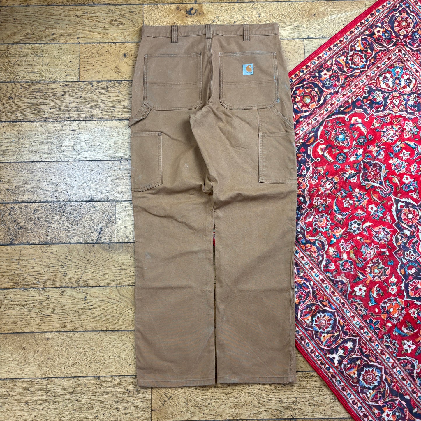 Vintage Carhartt Brown Double Knee Workwear Carpenter Baggy Trousers - 33
