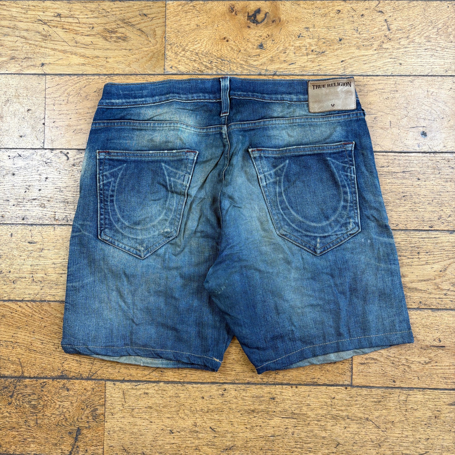 Vintage True Religion Blue Embroidered Y2K Shorts Jorts - 34