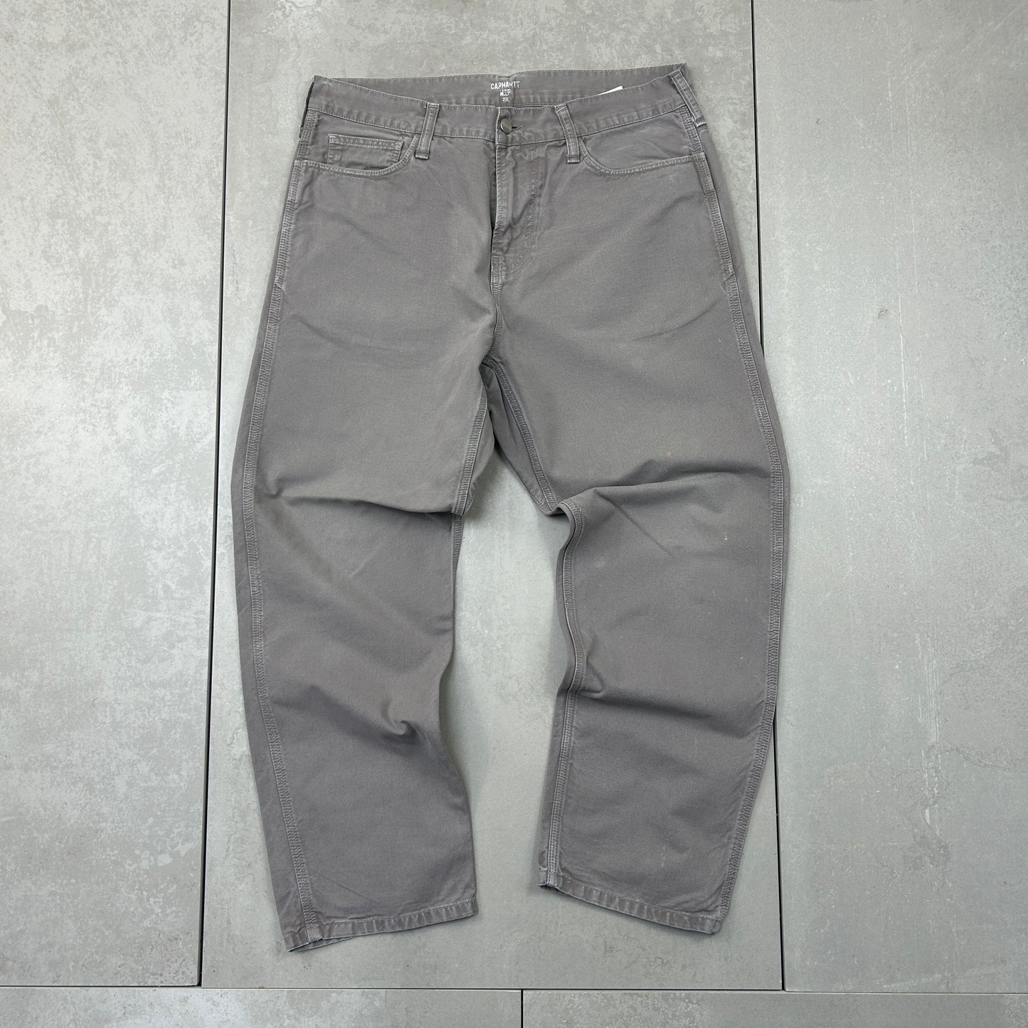 Vintage Carhartt Grey Workwear Carpenter Baggy Trousers - 34