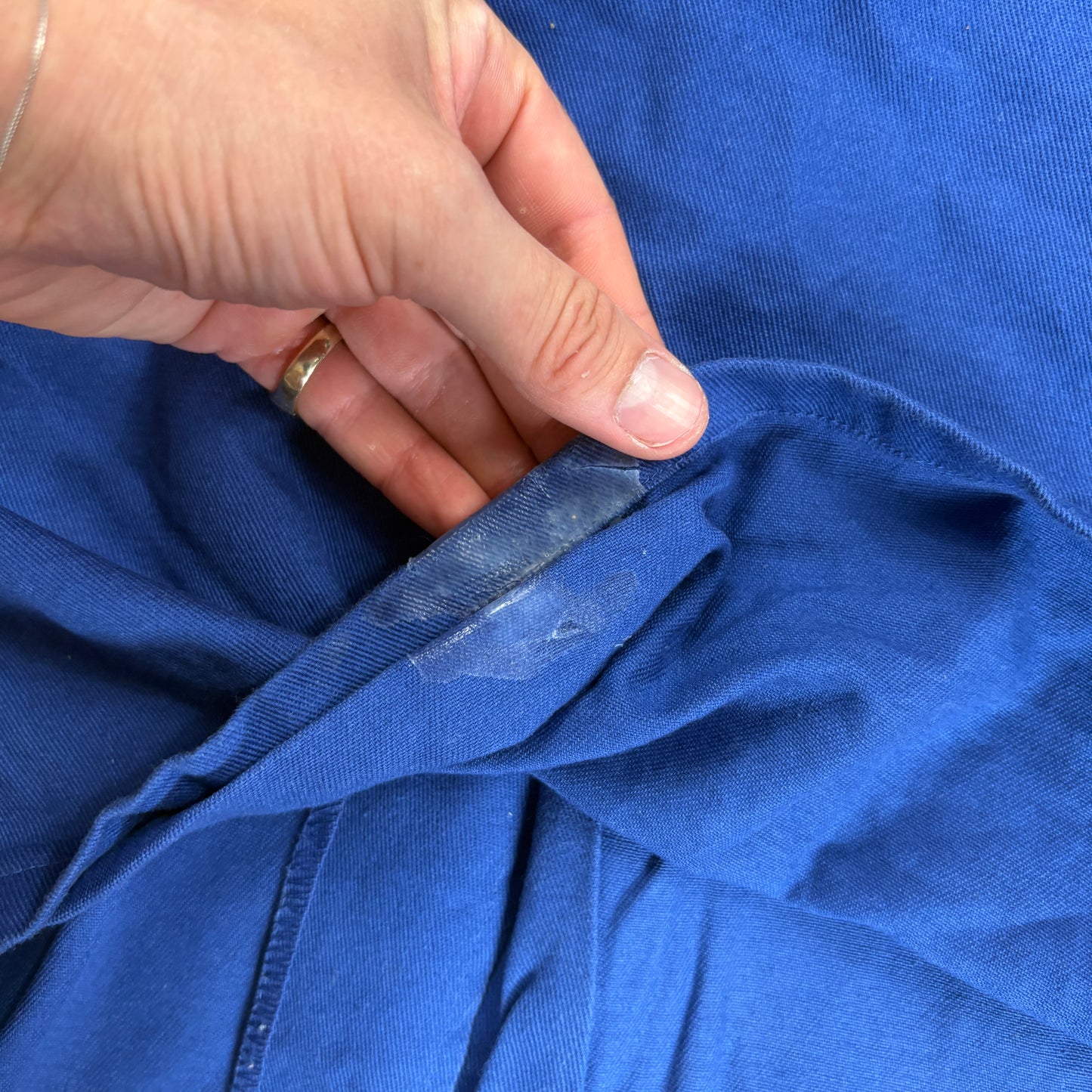 Vintage French Chore Workwear Jacket Blue Overcoat - L