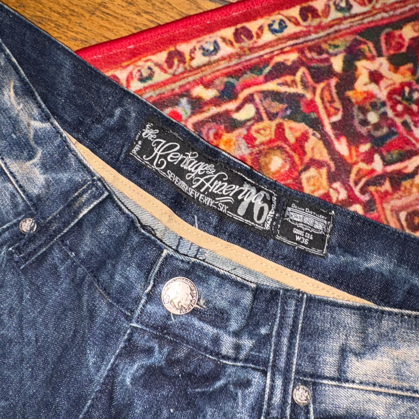Vintage Blue Bleached Denim Shorts - 36