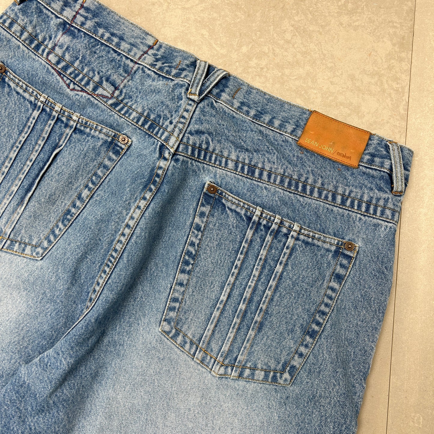 Vintage Sean John Embroidered Blue Hip Hop Baggy Shorts Jorts - 39