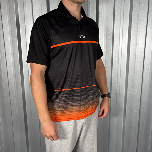 Oakley Black Orange Golf Polo T Shirt - M