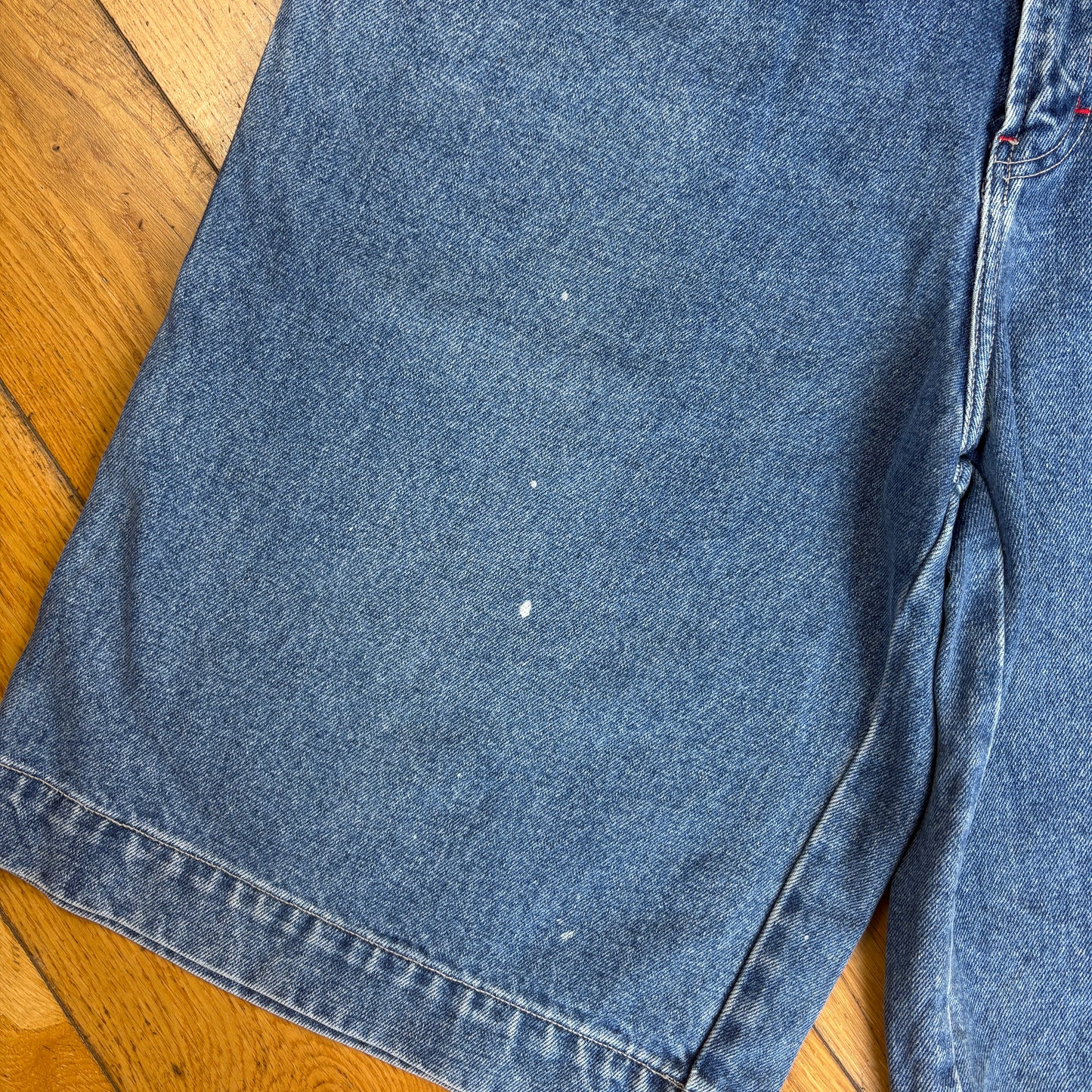 Vintage JNCO Style Embroidered Hip Hop Blue Baggy Shorts Jorts - 34
