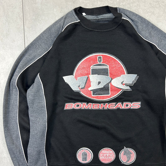 Vintage 90s MDC Bombhead Skate Black Sweatshirt - XL