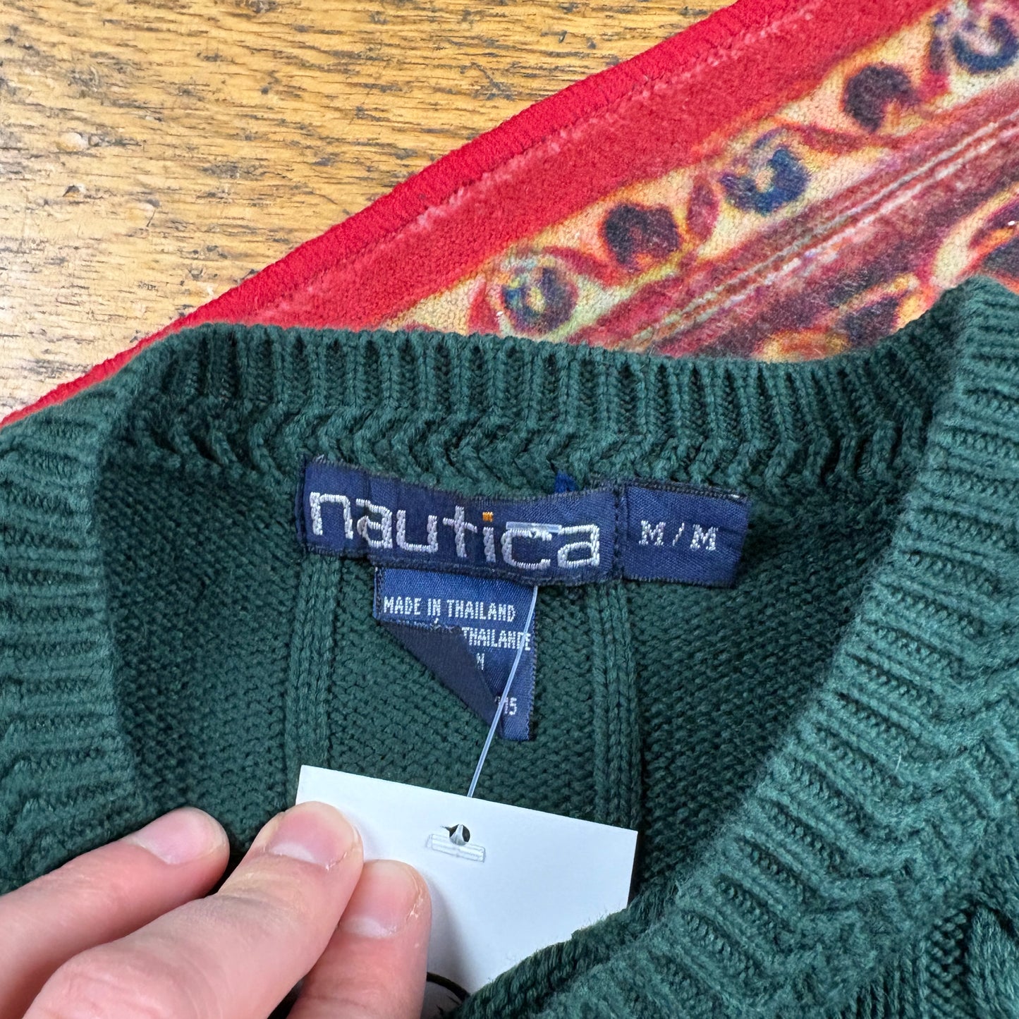 Vintage Nautica Green Cable Knit Jumper - M